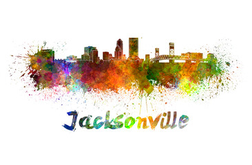 Obraz premium Jacksonville skyline in watercolor