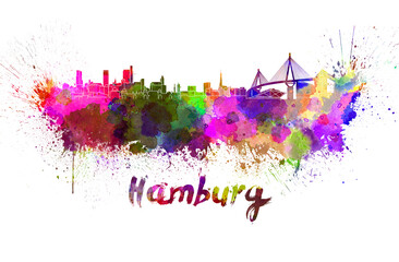 Hamburg skyline in watercolor