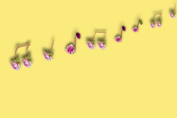 music notes creatively combined from flowers, creative music art design, creative concept and...