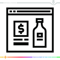 Line icon for buy drinks online illustrations with editable strokes. This vector graphic has customizable stroke width.