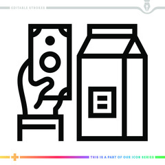 Line icon for grocery store illustrations with editable strokes. This vector graphic has customizable stroke width.