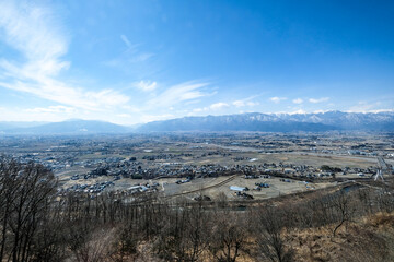 長野県松本市のアルプス公園からの眺め