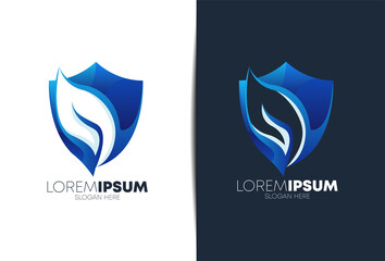 Shield color gradient logo Premium Vector