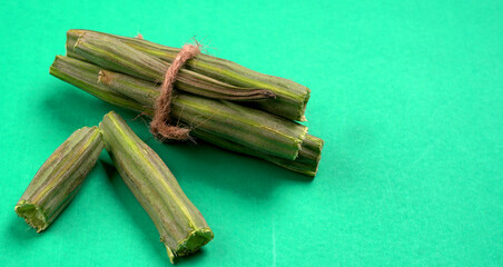 Drumstick image, some of peeled pieces of drumsticks. Drumstick or moringa is a very good and healthy vegetable.