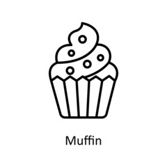 Muffin vector Outline Icon Design illustration. Easter Symbol on White background EPS 10 File