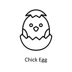 Chick Egg vector Outline Icon Design illustration. Easter Symbol on White background EPS 10 File