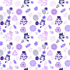 New seamless pattern with flowers for design. Small colorful multicolor flowers. EPS, vector, illustration, light background.