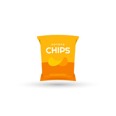 Snack chips potato bag plastic packaging logo vector design illustration