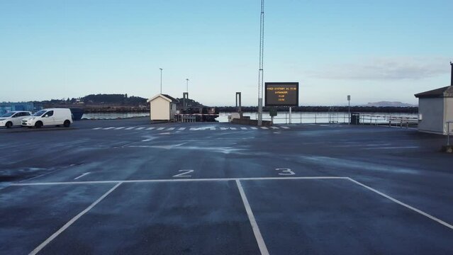 Empty ferry pier for ferry between Stavanger and Kvitsoy seen from waiting lines