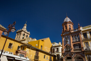 Roofs of the historic buildings of Jesus de la Pasion Square, Sevilla