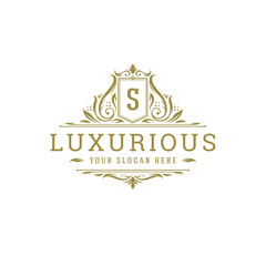 Luxury logo crest template design vector illustration.