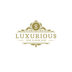 Luxury logo crest template design vector illustration.