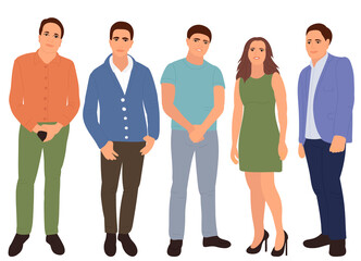 crowd of people flat design, isolated, vector