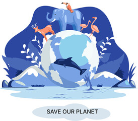 Save our planet ecological metaphor Earth day, love for native home. Sustainable gardening renewable energy. Caring for nature protecting environment stop air and water pollution, rational consumption