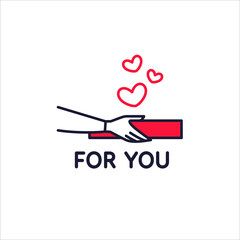 Hands holding a gift. Festive gift. A poster for the shop window.