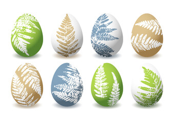Set of Easter eggs with fern floral ornate for Your holiday design