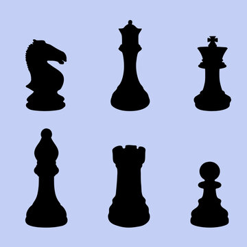 black chess in vector: king, queen, bishop, pawn, rook, knight 