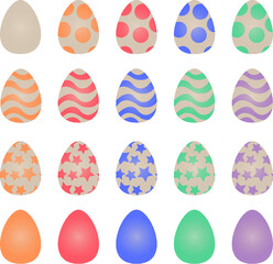 Set of 25 vector Easter eggs with different style, color and pattern