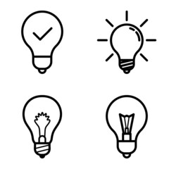 Lightbulbs1-3 Flat Icon Set Isolated On White Background