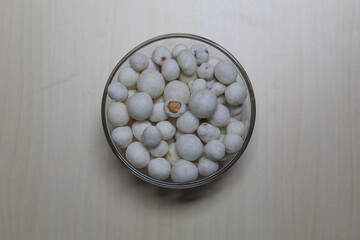 Kacang Atom, snack from Indonesia, made from peanut covered by flour dough.