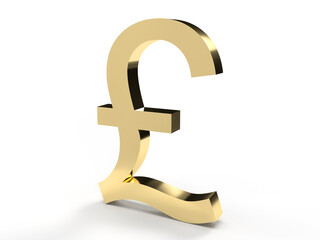 3d render pound symbol gold isolated white background