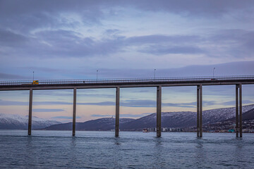 Tromso Bridge, Tromso is a city in Tromso Municipality in Troms og Finnmark county, Norway
