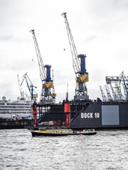 Fototapeta premium Hamburg Harbour with cloudy sky