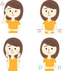 女性の生理などの不調セット( 頭痛、腹痛、肌荒れ、冷え)