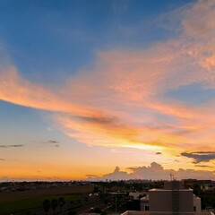sunset over the city