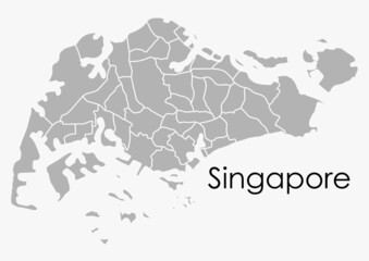 Doodle freehand drawing map of Singapore.