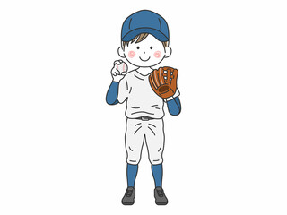 野球部員の男性のイラスト