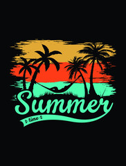 Naklejka premium Summer time retro vintage t shirt design