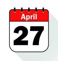 April day 27 red - Calendar Icon - Vector Illustration