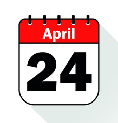 April day 24 red - Calendar Icon - Vector Illustration
