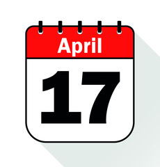 April day 17 red - Calendar Icon - Vector Illustration