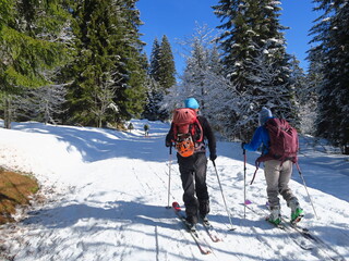 ski de randonnée et raquette en montagne en hiver sur la neige