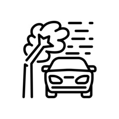 Auto Accident Icon. Wind, Falling Tree, Natural Disaster. Vector sign in simple style isolated on white background.