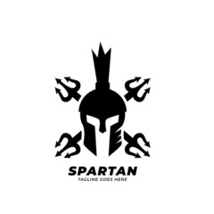 Trident and Spartan Warrior logo vector.