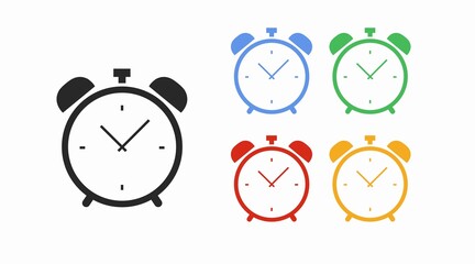 Alarm Clock icon Set. Vector isolated editable flat illustration set