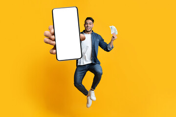 Middle eastern guy celebrating success, gambling online