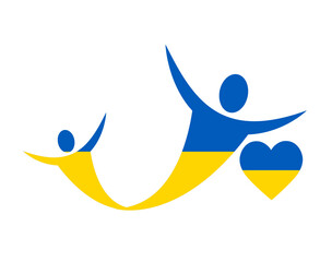 Ukraine Emblem National Europe Flag Heart Symbol Abstract Design Vector illustration