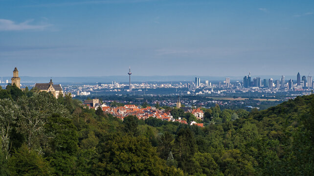 Panoramic view of Kronberg im Taunus town in the Hochtaunuskreis district, Hesse, Germany