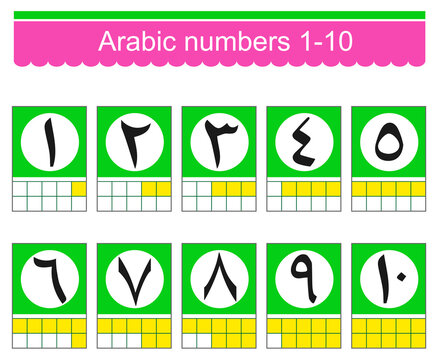Arabic numbers 1-10. Set of colorful icons with arabic numbers. Vector illustration