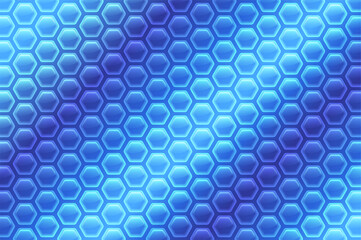 Blue Gradient Reflect Technology Hexagon Pattern 3D Glass Concept Abstract Background