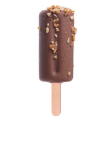 Ice cream, ice cream, colored ice cream, chocolate ice cream, photographed ice cream on a white background, ice cream on a wooden stick, ice cream on a stick, ice cream with chocolate coating