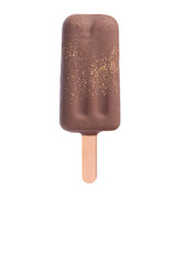 Ice cream, ice cream, colored ice cream, chocolate ice cream, photographed ice cream on a white background, ice cream on a wooden stick, ice cream on a stick, ice cream with chocolate coating