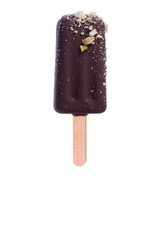 Ice cream, ice cream, colored ice cream, chocolate ice cream, photographed ice cream on a white background, ice cream on a wooden stick, ice cream on a stick, ice cream with chocolate coating