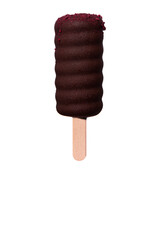 Ice cream, ice cream, colored ice cream, chocolate ice cream, photographed ice cream on a white background, ice cream on a wooden stick, ice cream on a stick, ice cream with chocolate coating
