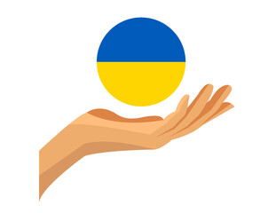 Ukraine Flag Icon Emblem With Hand Symbol Abstract National Europe Vector illustration Design