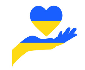 Ukraine Heart And Hand Flag EmblemSymbol Abstract National Europe Vector illustration Design